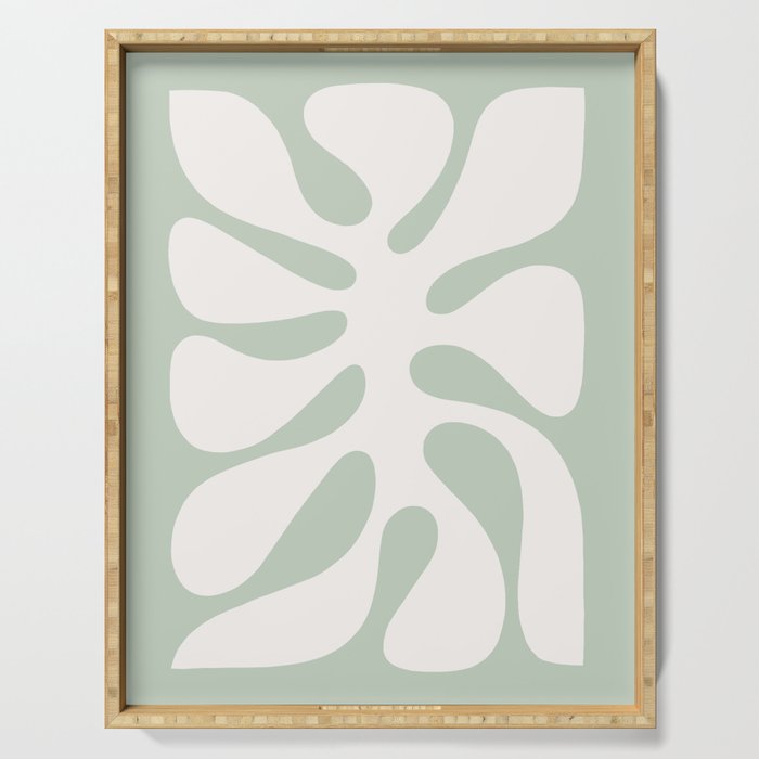 Minimal Abstract Matisse Monstera Pastel Sage Green 2/2 Serving Tray Gallery Image 1
