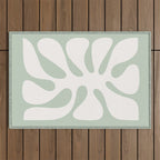 Minimal Abstract Matisse Monstera Pastel Sage Green 2/2 Outdoor Rug Gallery Image 1
