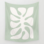 Minimal Abstract Matisse Monstera Pastel Sage Green 2/2 Wall Tapestry Gallery Image 4
