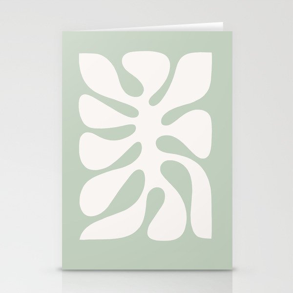Minimal Abstract Matisse Monstera Pastel Sage Green 2/2 Stationery Card Gallery Image 1
