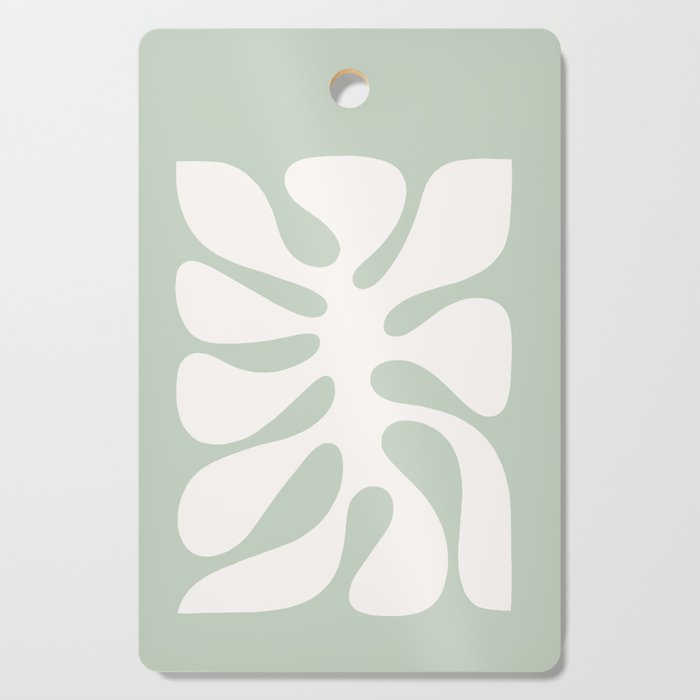 Minimal Abstract Matisse Monstera Pastel Sage Green 2/2 Cutting Board Gallery Image 1
