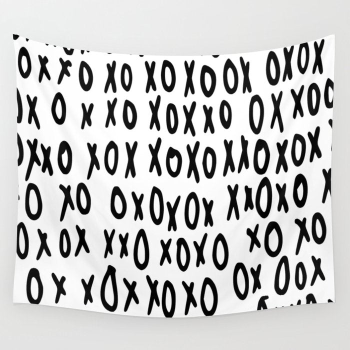 Hugs and Kisses in White and Black Wall Tapestry Gallery Image 4