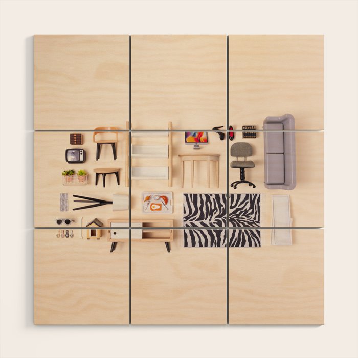 Dollhouse inventory / beige Wood Wall Art Gallery Image 1