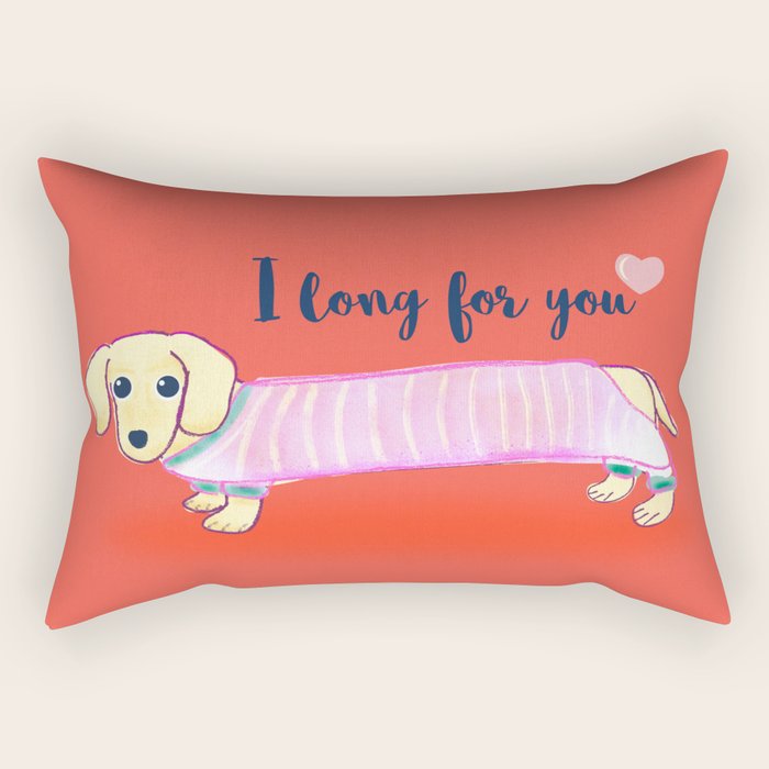 Valentine's Day dachshund dog Rectangular Pillow Gallery Image 2