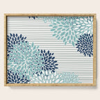 Festive, Floral Prints and Stripes, Teal and Blue Serving Tray Gallery Image 1