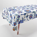 Ottoman Arabesque Iznik Pattern Indigo Blue White & Red Tablecloth Gallery Image 1