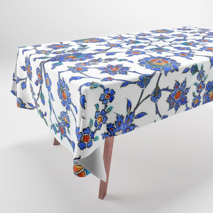 Ottoman Arabesque Iznik Pattern Indigo Blue White & Red Tablecloth Gallery Image 1