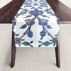 Ottoman Arabesque Iznik Pattern Indigo Blue White & Red Table Runner Gallery Image 1