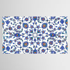 Ottoman Arabesque Iznik Pattern Indigo Blue White & Red Tablecloth Gallery Image 2