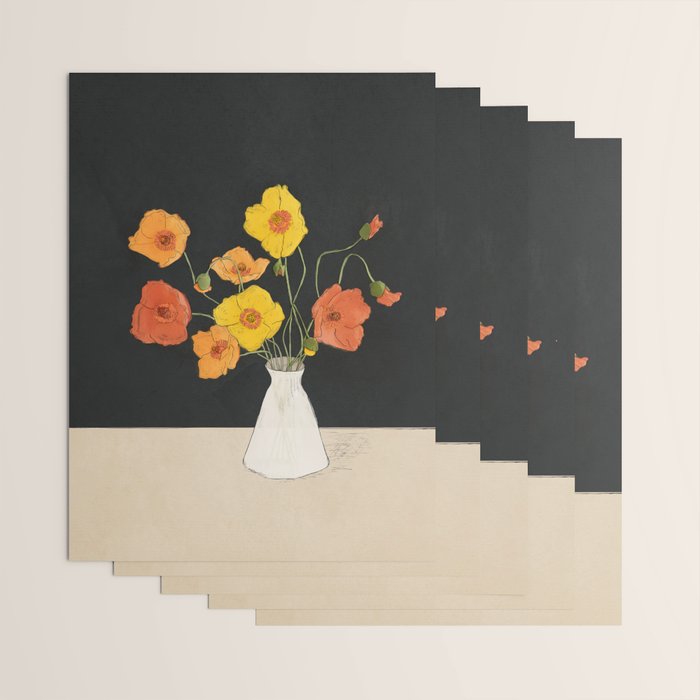Field Wildflowers Black Wrapping Paper Gallery Image 3