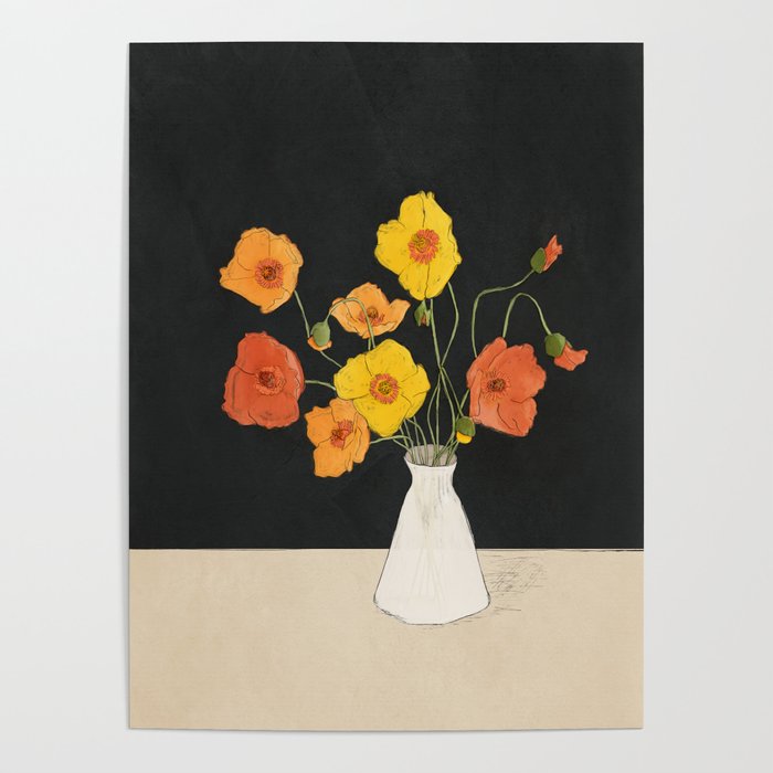Field Wildflowers Black Poster Gallery Image 4