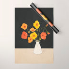 Field Wildflowers Black Wrapping Paper Gallery Image 1
