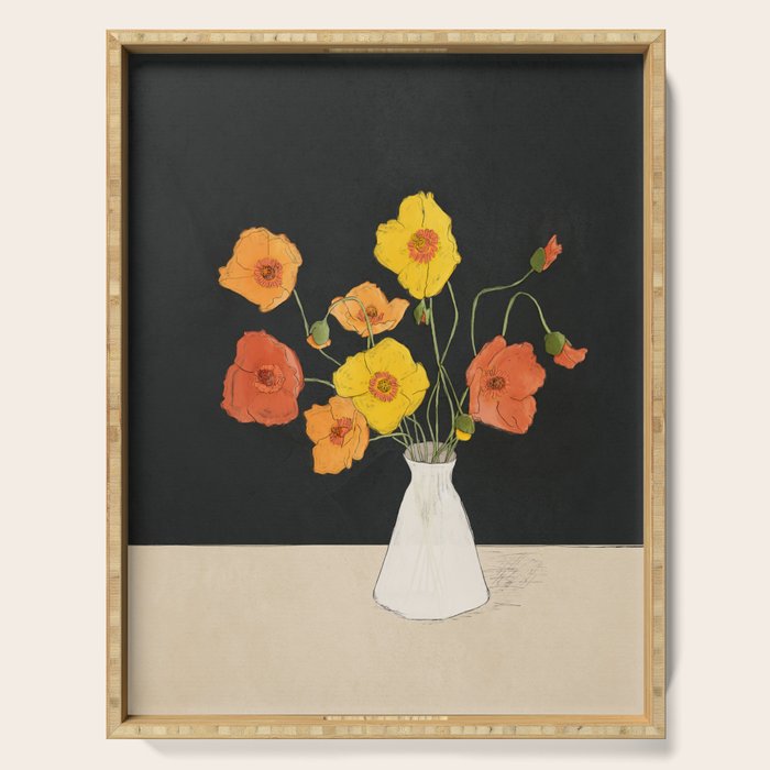 Field Wildflowers Black Serving Tray Gallery Image 1