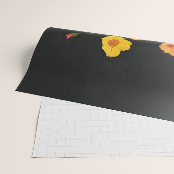 Field Wildflowers Black Wrapping Paper Gallery Image 2