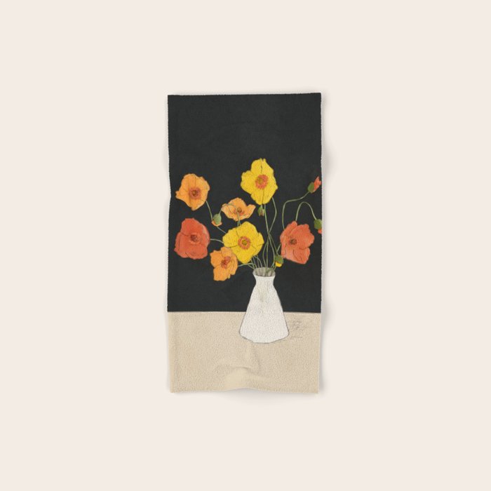 Field Wildflowers Black Bath Towel Gallery Image 1