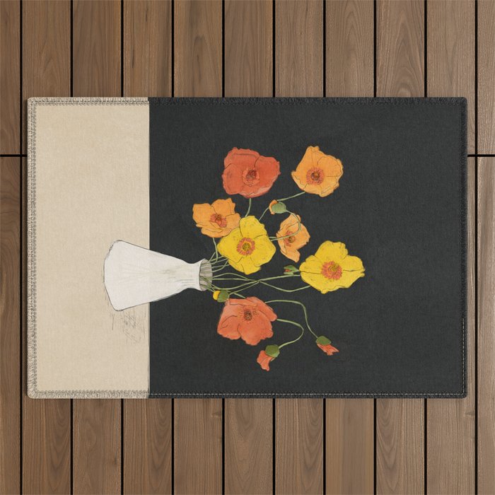 Field Wildflowers Black Outdoor Rug Gallery Image 1