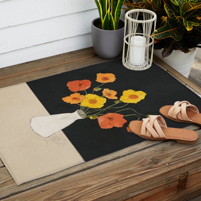 Field Wildflowers Black Outdoor Rug Gallery Image 2