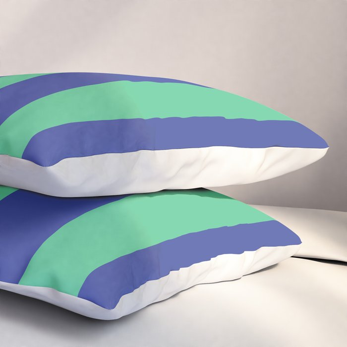 Simple Stripes Pattern - Navy Green Pillow Sham Gallery Image 3