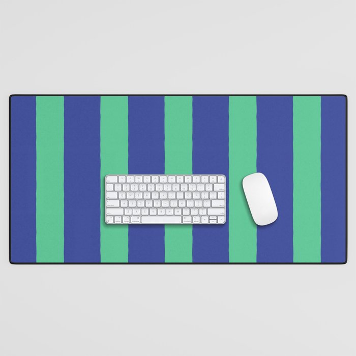 Simple Stripes Pattern - Navy Green Desk Mat Gallery Image 1