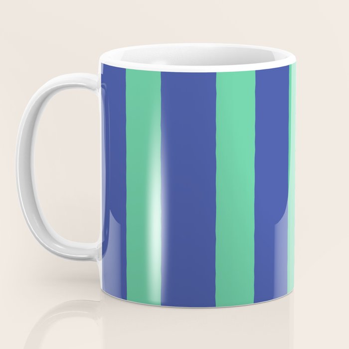 Simple Stripes Pattern - Navy Green Coffee Mug Gallery Image 3