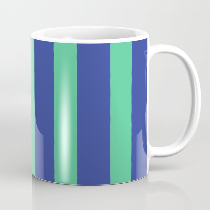 Simple Stripes Pattern - Navy Green Coffee Mug Gallery Image 1