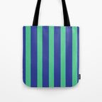 Simple Stripes Pattern - Navy Green Tote Bag Gallery Image 1