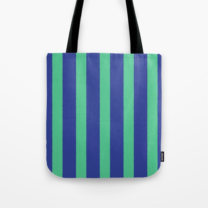 Simple Stripes Pattern - Navy Green Tote Bag Gallery Image 1