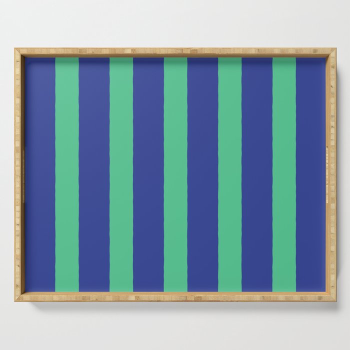 Simple Stripes Pattern - Navy Green Serving Tray Gallery Image 1