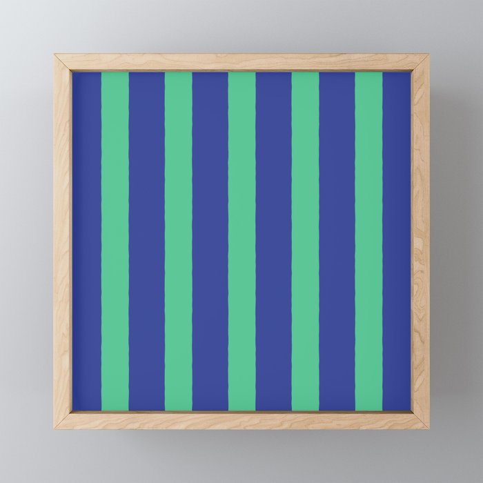 Simple Stripes Pattern - Navy Green Mini Art Print Gallery Image 1