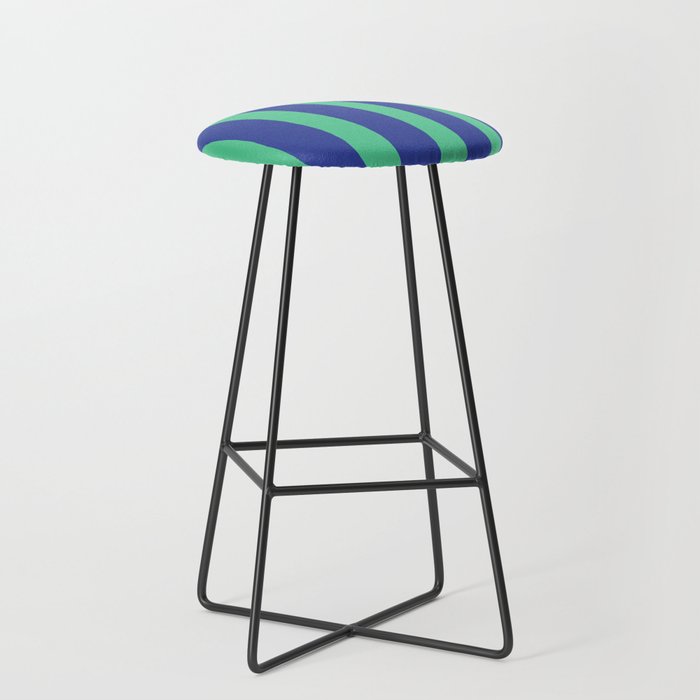 Simple Stripes Pattern - Navy Green Stool Gallery Image 1