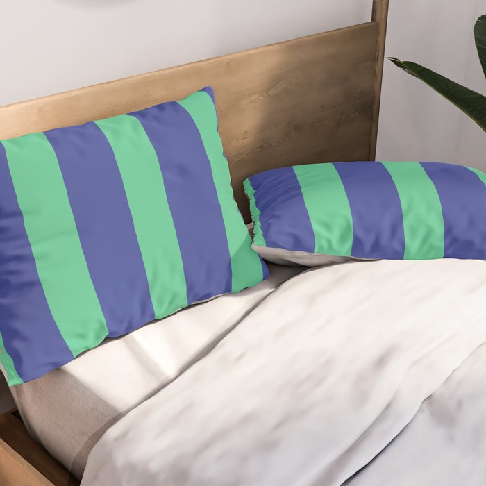 Simple Stripes Pattern - Navy Green Pillow Sham Gallery Image 2