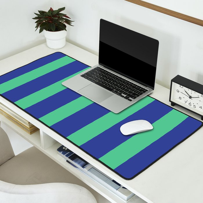 Simple Stripes Pattern - Navy Green Desk Mat Gallery Image 2