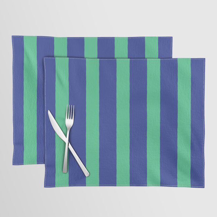 Simple Stripes Pattern - Navy Green Placemat Gallery Image 1