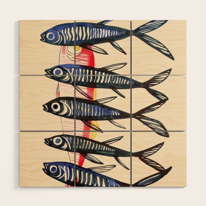 Deep Sea Stripes Wood Wall Art Gallery Image 1