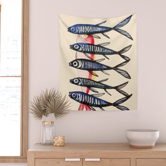 Deep Sea Stripes Wall Tapestry Gallery Image 2