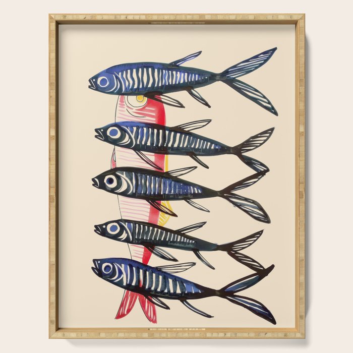 Deep Sea Stripes Serving Tray Gallery Image 1