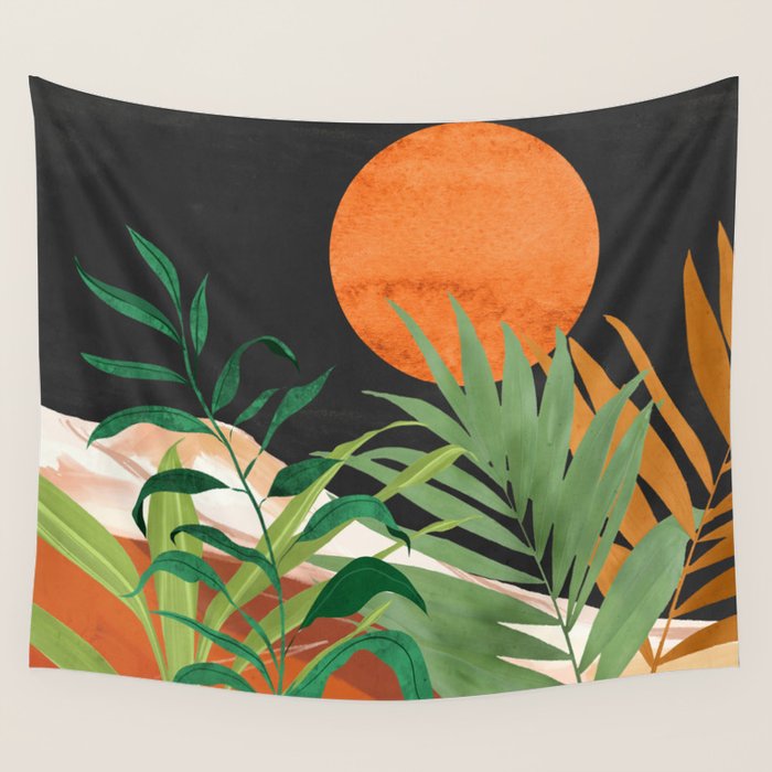 Abstract Art Tropical Garden 18 Wall Tapestry Gallery Image 1