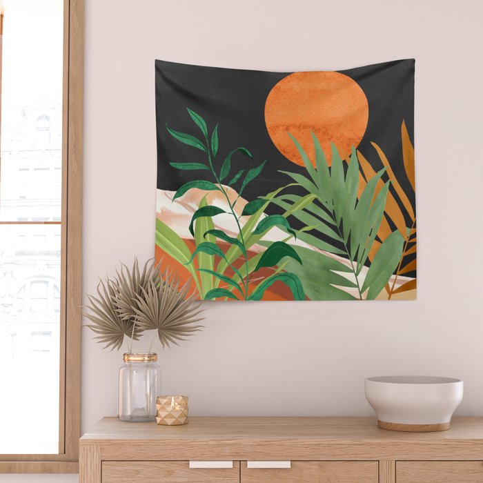 Abstract Art Tropical Garden 18 Wall Tapestry Gallery Image 2