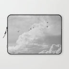 Seagulls in Nazaré Photo | Black and White Travel Photography in Portugal | Clouds and Waves Nature Art Print Laptop Sleeve Gallery Image 1
