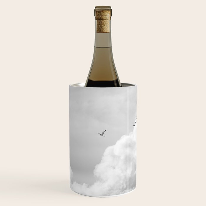 Seagulls in Nazaré Photo | Black and White Travel Photography in Portugal | Clouds and Waves Nature Art Print Wine Chiller Gallery Image 2