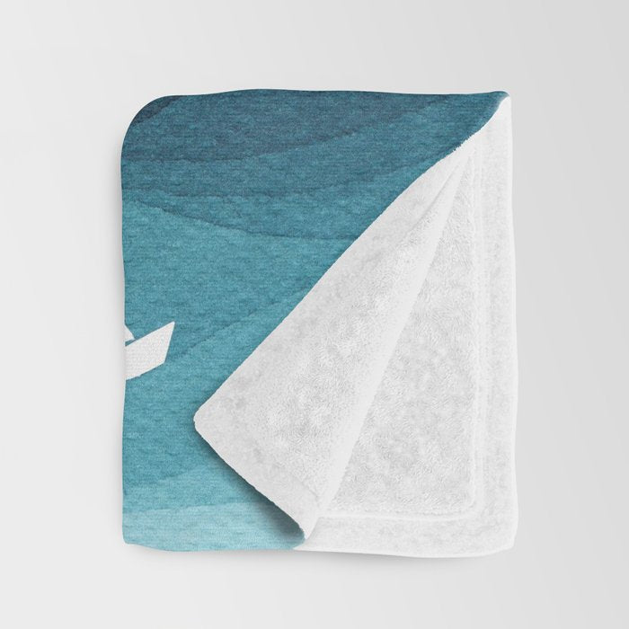 Garlands of stars, watercolor teal ocean Throw Blanket Gallery Image 3