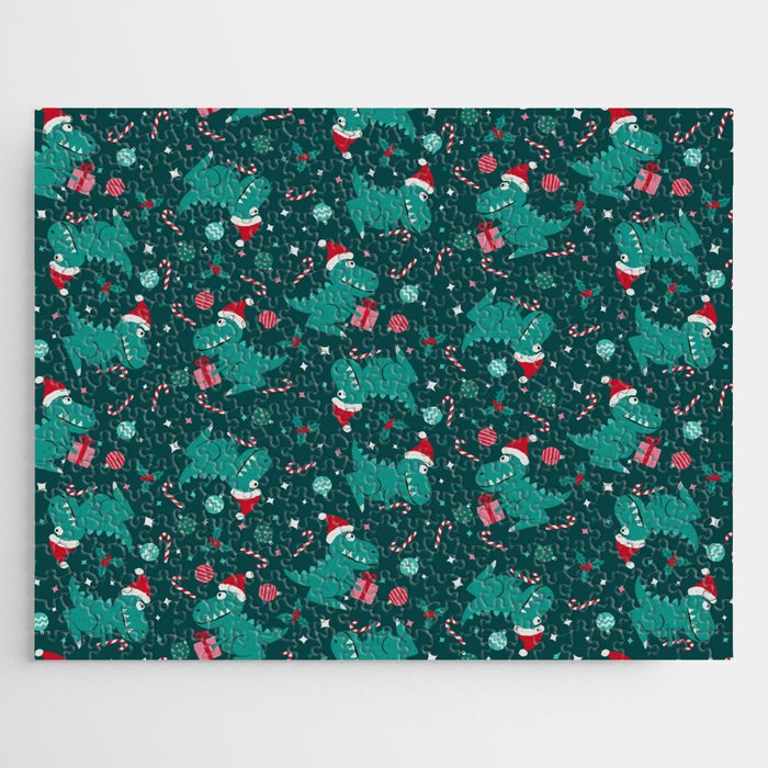 Christmas Dinosaurs Dinos Dinosaur Jigsaw Puzzle Gallery Image 1