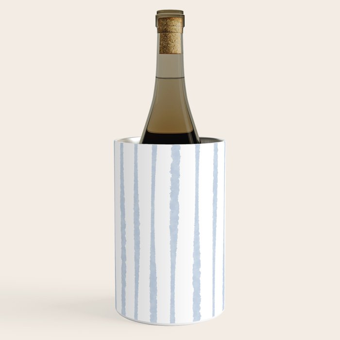 Organic Watercolor Stripes Powder Blue and White Wine Chiller Gallery Image 2