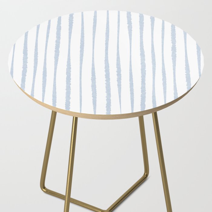 Organic Watercolor Stripes Powder Blue and White Side Table Gallery Image 2