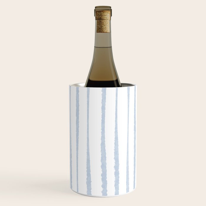 Organic Watercolor Stripes Powder Blue and White Wine Chiller Gallery Image 1