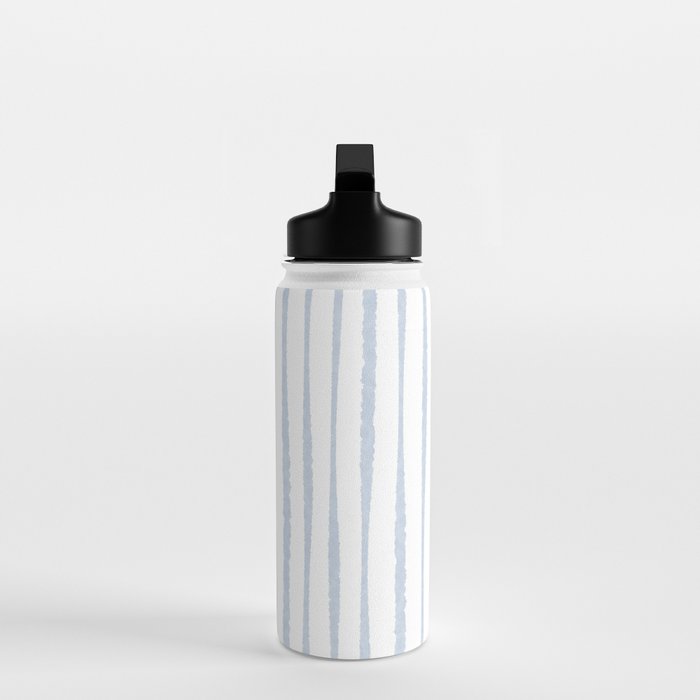 Organic Watercolor Stripes Powder Blue and White Water Bottle Gallery Image 3