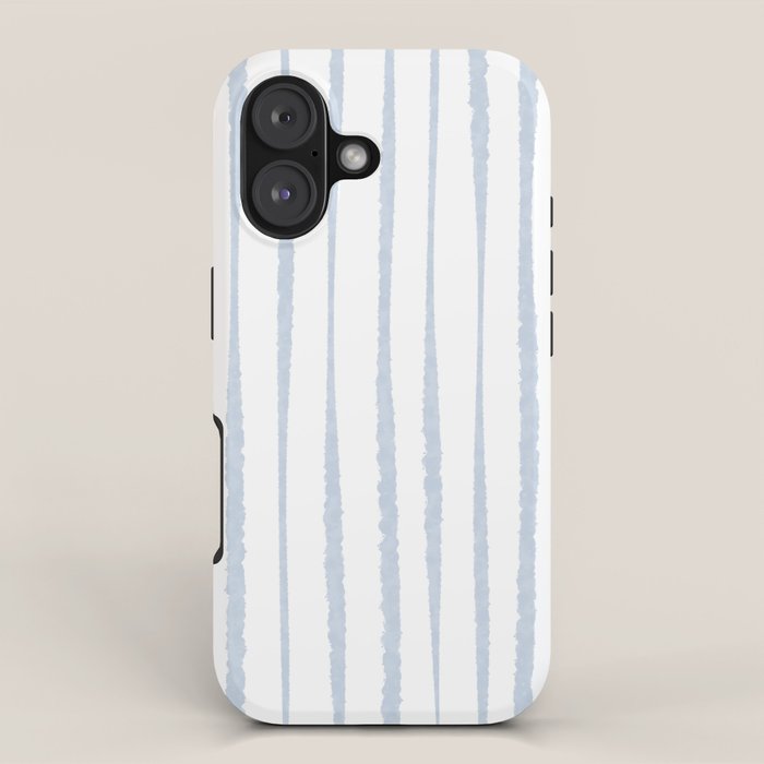 Organic Watercolor Stripes Powder Blue and White iPhone Case Gallery Image 1