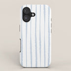 Organic Watercolor Stripes Powder Blue and White iPhone Case Gallery Image 1