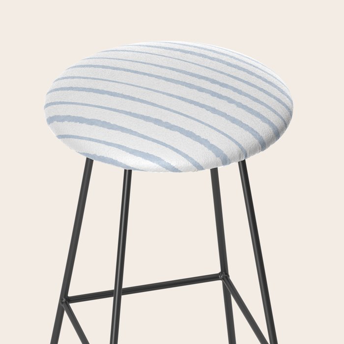 Organic Watercolor Stripes Powder Blue and White Stool Gallery Image 2