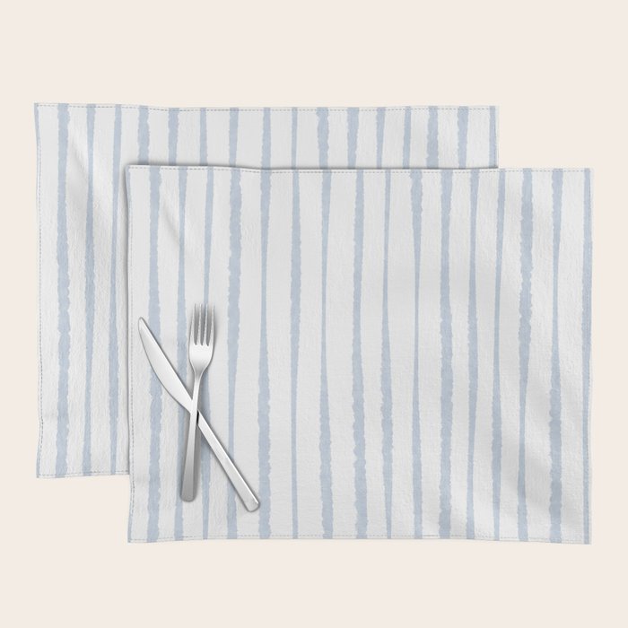 Organic Watercolor Stripes Powder Blue and White Placemat Gallery Image 1